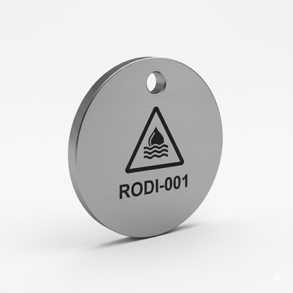 Circle Stainless Steel Valve Tag with Single Mounting Hole for Industrial Identification