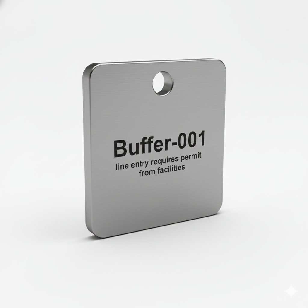 Square Stainless Steel Valve Tag with Rounded Corners for Industrial Labeling
